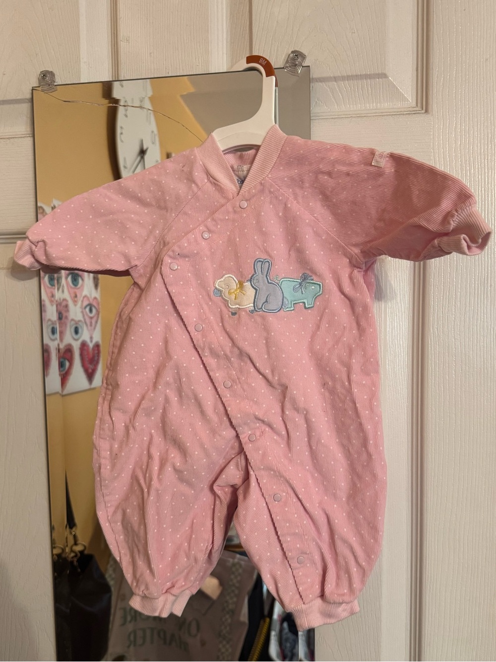 Absorba Pink Baby Romper with Subtle Dots